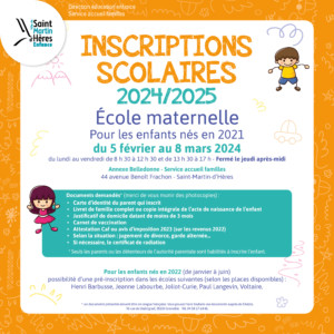 Inscription 2024-2025 en maternelle