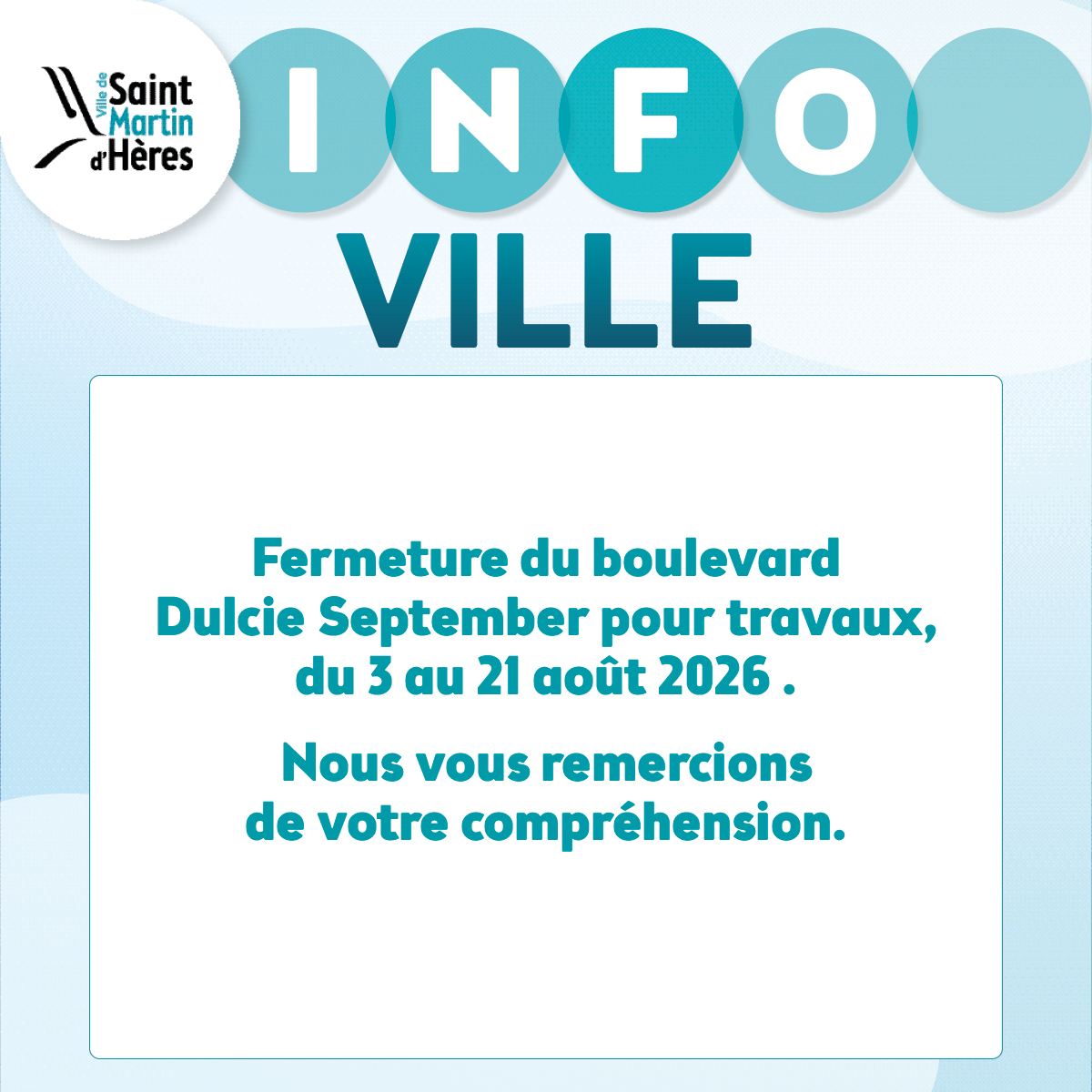 Fermeture boulevard Dulcie September